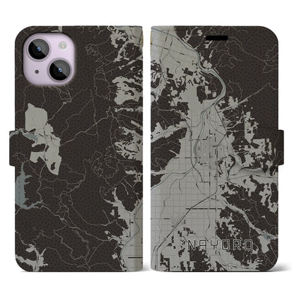 【名寄（北海道）】地図柄iPhoneケース（手帳タイプ）モノトーン・iPhone 14 用