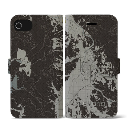 【名寄（北海道）】地図柄iPhoneケース（手帳タイプ）モノトーン・iPhone SE（第3 / 第2世代） / 8 / 7 / 6s / 6 用