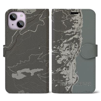 【根府川（神奈川県）】地図柄iPhoneケース（手帳タイプ）モノトーン・iPhone 14 用