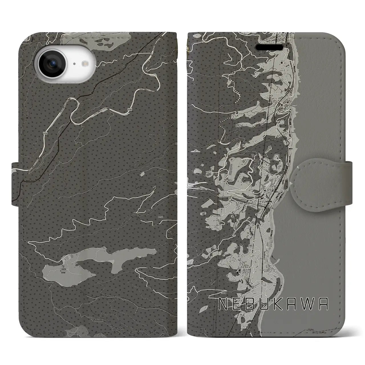 【根府川（神奈川県）】地図柄iPhoneケース（手帳タイプ）