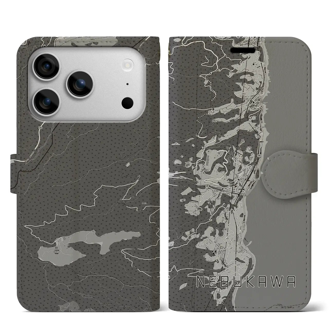 【根府川（神奈川県）】地図柄iPhoneケース（手帳タイプ）