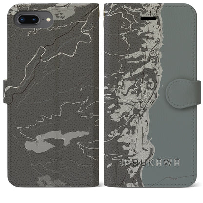 【根府川（神奈川県）】地図柄iPhoneケース（手帳タイプ）モノトーン・iPhone 8Plus /7Plus / 6sPlus / 6Plus 用
