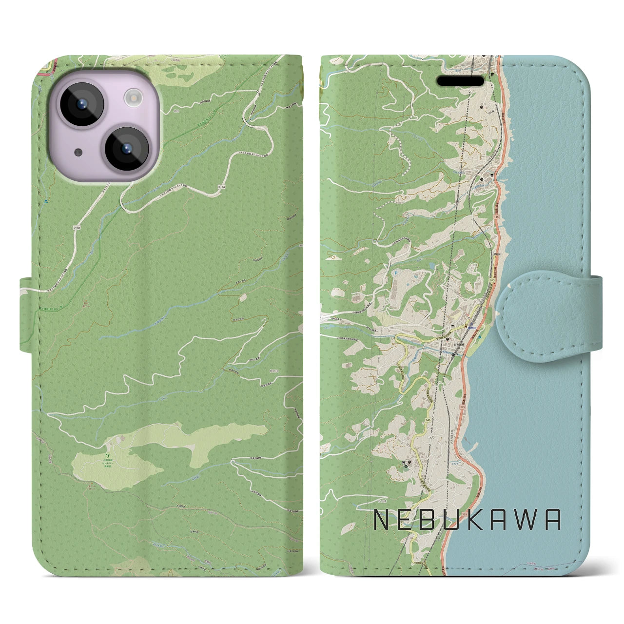 【根府川（神奈川県）】地図柄iPhoneケース（手帳タイプ）