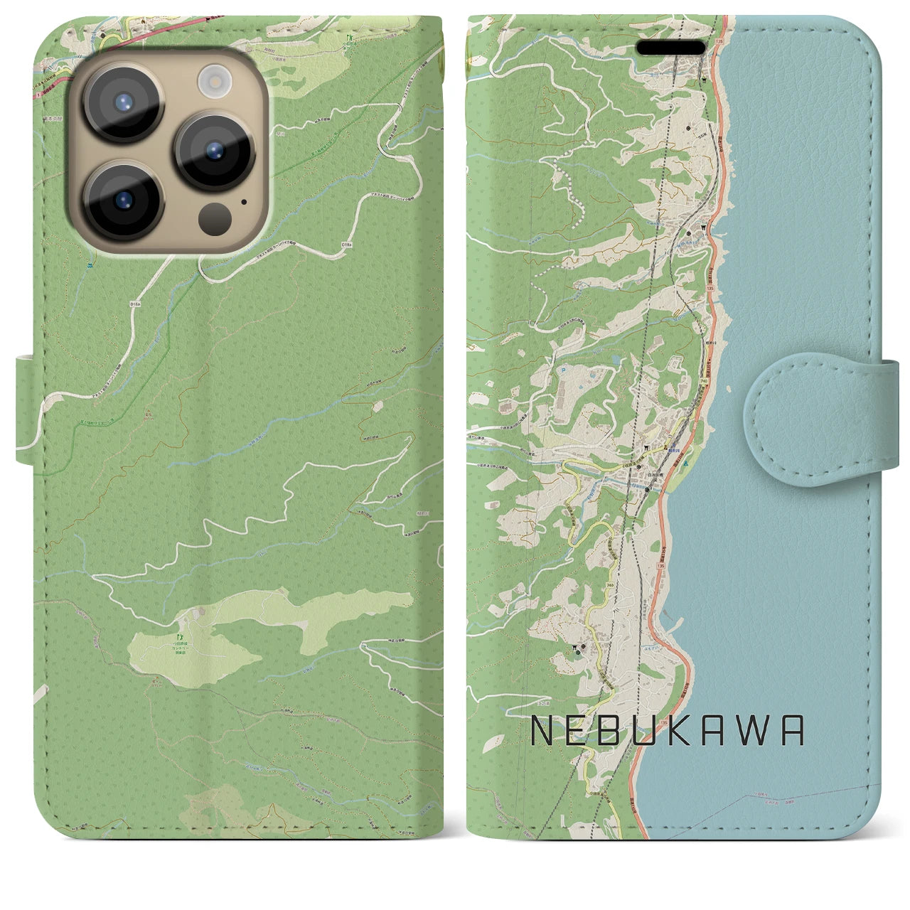 【根府川（神奈川県）】地図柄iPhoneケース（手帳タイプ）