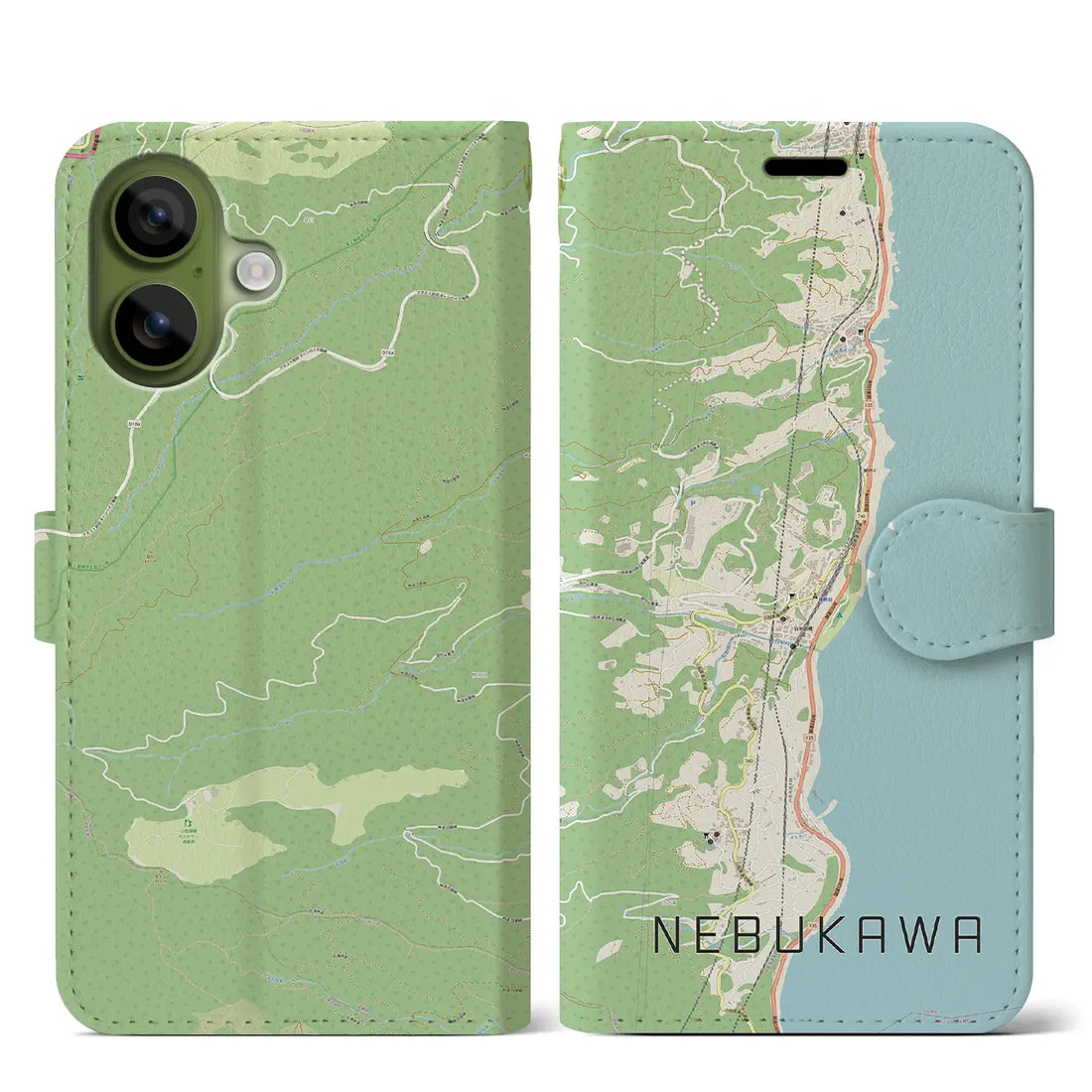 【根府川（神奈川県）】地図柄iPhoneケース（手帳タイプ）ナチュラル・iPhone 17 Pro Max 用
