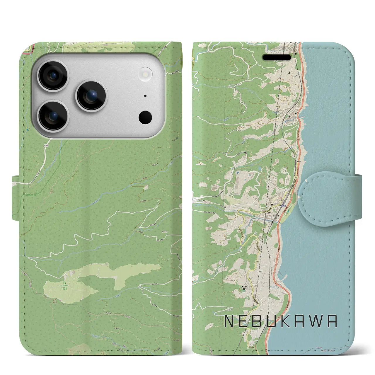 【根府川（神奈川県）】地図柄iPhoneケース（手帳タイプ）