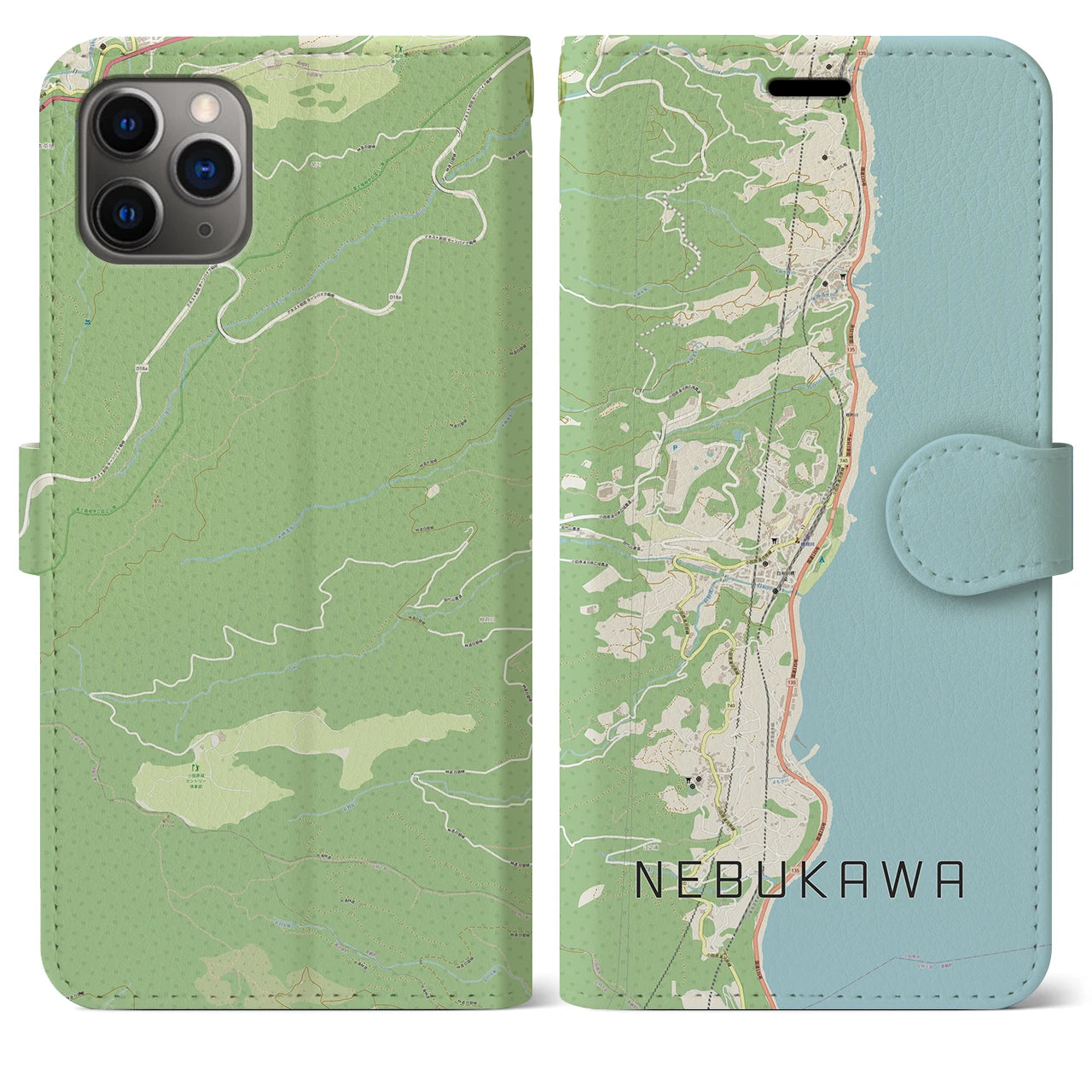【根府川（神奈川県）】地図柄iPhoneケース（手帳タイプ）