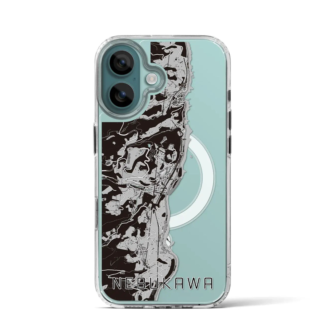 【根府川(神奈川県)】地図柄iPhoneケース(MagSafeタイプ)モノトーン・iPhone 16 Pro 用