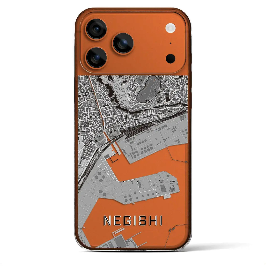 【根岸（神奈川県）】地図柄iPhoneケース（クリアタイプ）モノトーン・iPhone 17 Pro Max 用
