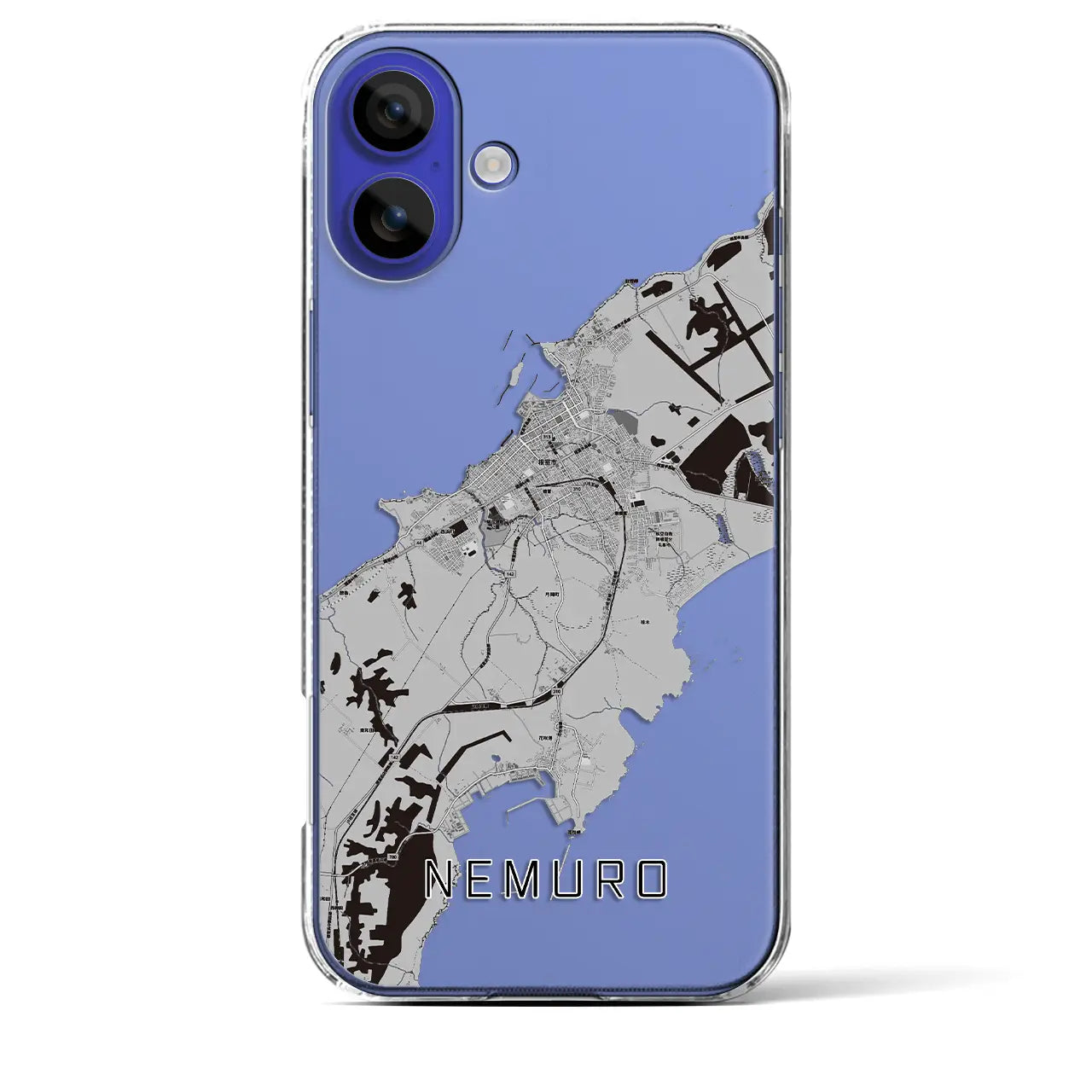 【根室（北海道）】地図柄iPhoneケース（クリアタイプ）モノトーン・iPhone 16 Pro Max 用