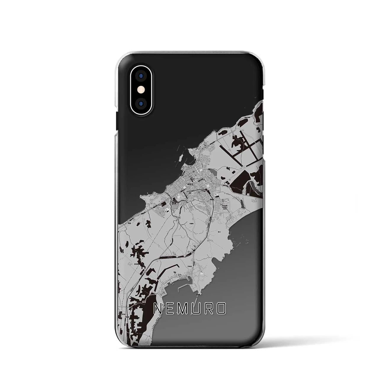 【根室（北海道）】地図柄iPhoneケース（クリアタイプ）モノトーン・iPhone XS / X 用