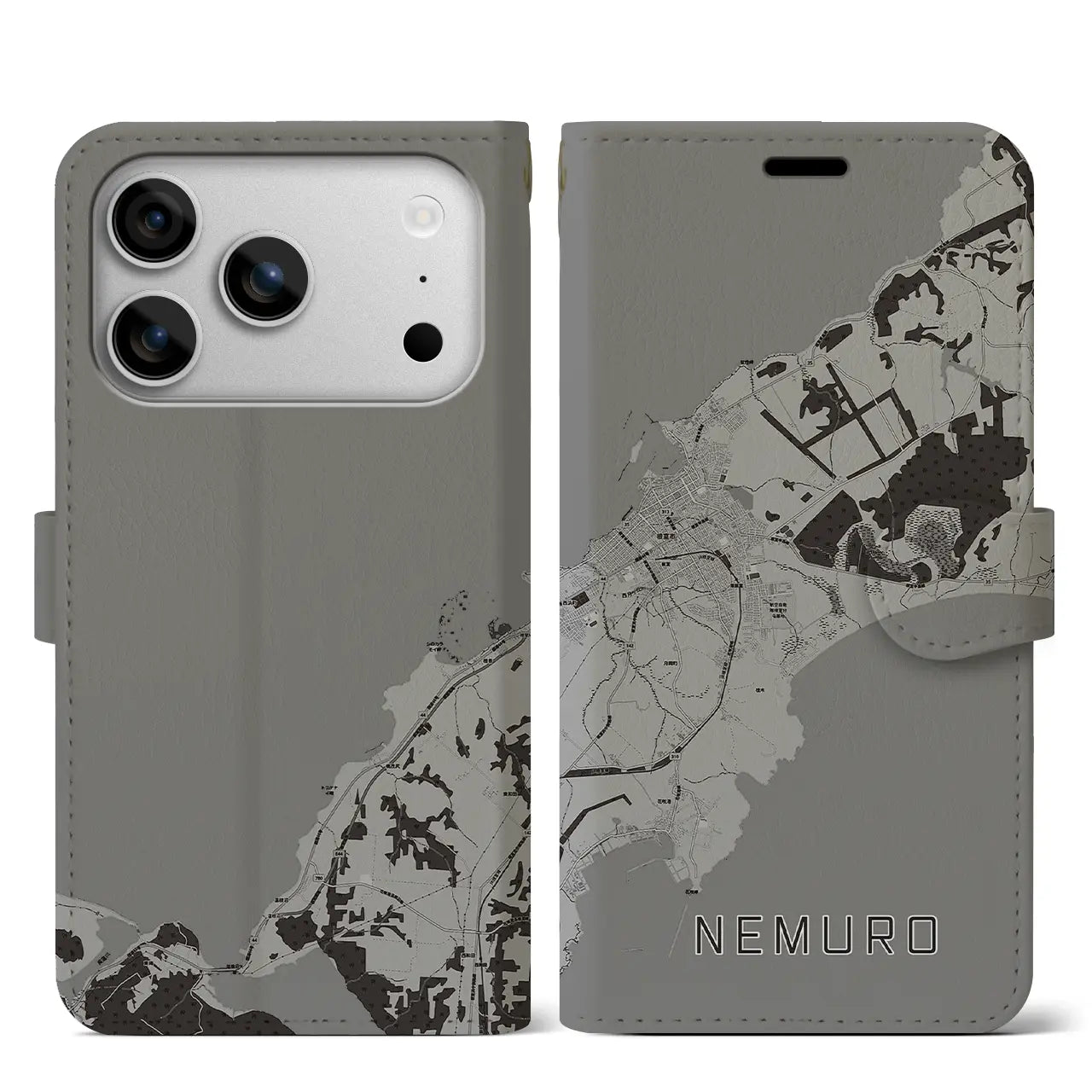 【根室（北海道）】地図柄iPhoneケース（手帳タイプ）