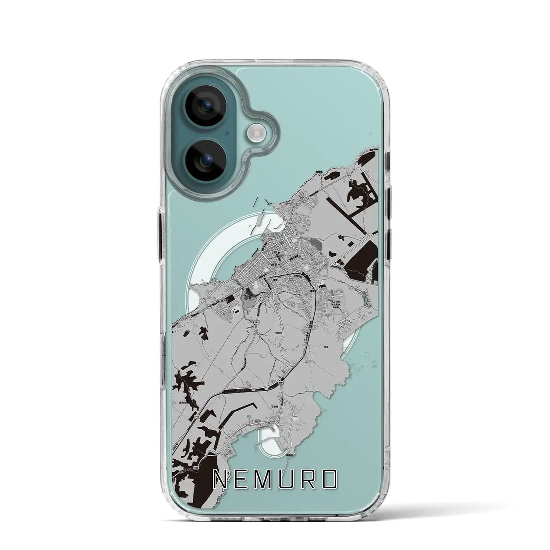 【根室（北海道）】地図柄iPhoneケース（MagSafeタイプ）モノトーン・iPhone 16 Pro 用