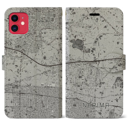 【練馬（東京都）】地図柄iPhoneケース（手帳タイプ）モノトーン・iPhone 11 用