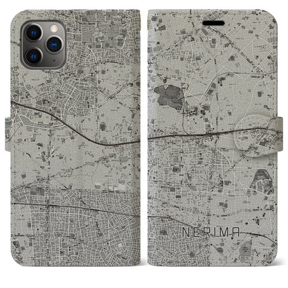 【練馬（東京都）】地図柄iPhoneケース（手帳タイプ）モノトーン・iPhone 11 Pro Max 用