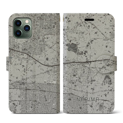 【練馬（東京都）】地図柄iPhoneケース（手帳タイプ）モノトーン・iPhone 11 Pro 用