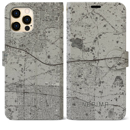 【練馬（東京都）】地図柄iPhoneケース（手帳タイプ）モノトーン・iPhone 12 Pro Max 用