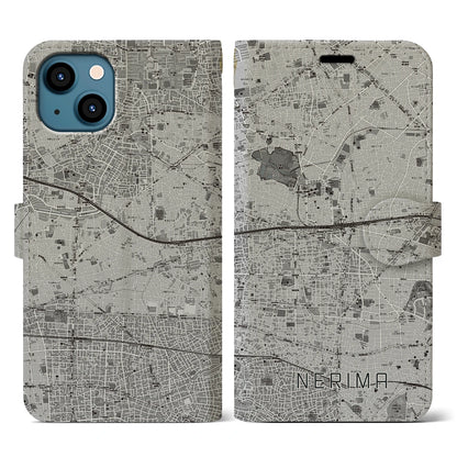 【練馬（東京都）】地図柄iPhoneケース（手帳タイプ）モノトーン・iPhone 13 用