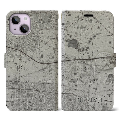 【練馬（東京都）】地図柄iPhoneケース（手帳タイプ）モノトーン・iPhone 14 用