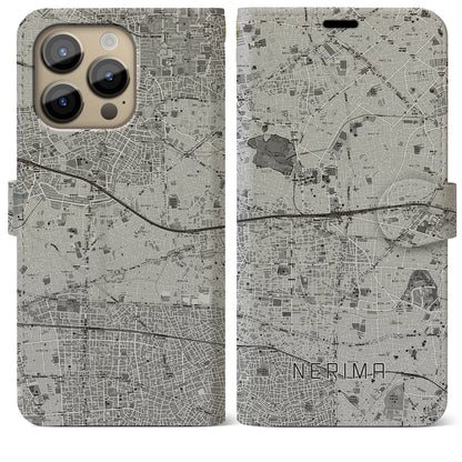 【練馬（東京都）】地図柄iPhoneケース（手帳タイプ）モノトーン・iPhone 14 Pro Max 用