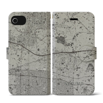 【練馬（東京都）】地図柄iPhoneケース（手帳タイプ）モノトーン・iPhone SE（第3 / 第2世代） / 8 / 7 / 6s / 6 用