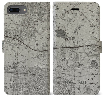 【練馬（東京都）】地図柄iPhoneケース（手帳タイプ）モノトーン・iPhone 8Plus /7Plus / 6sPlus / 6Plus 用