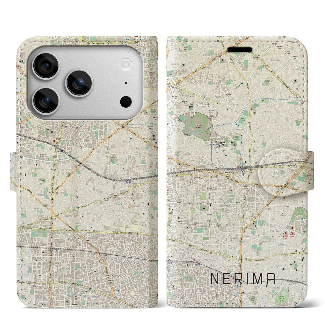 【練馬（東京都）】地図柄iPhoneケース（手帳タイプ）ナチュラル・iPhone 17 Pro Max 用