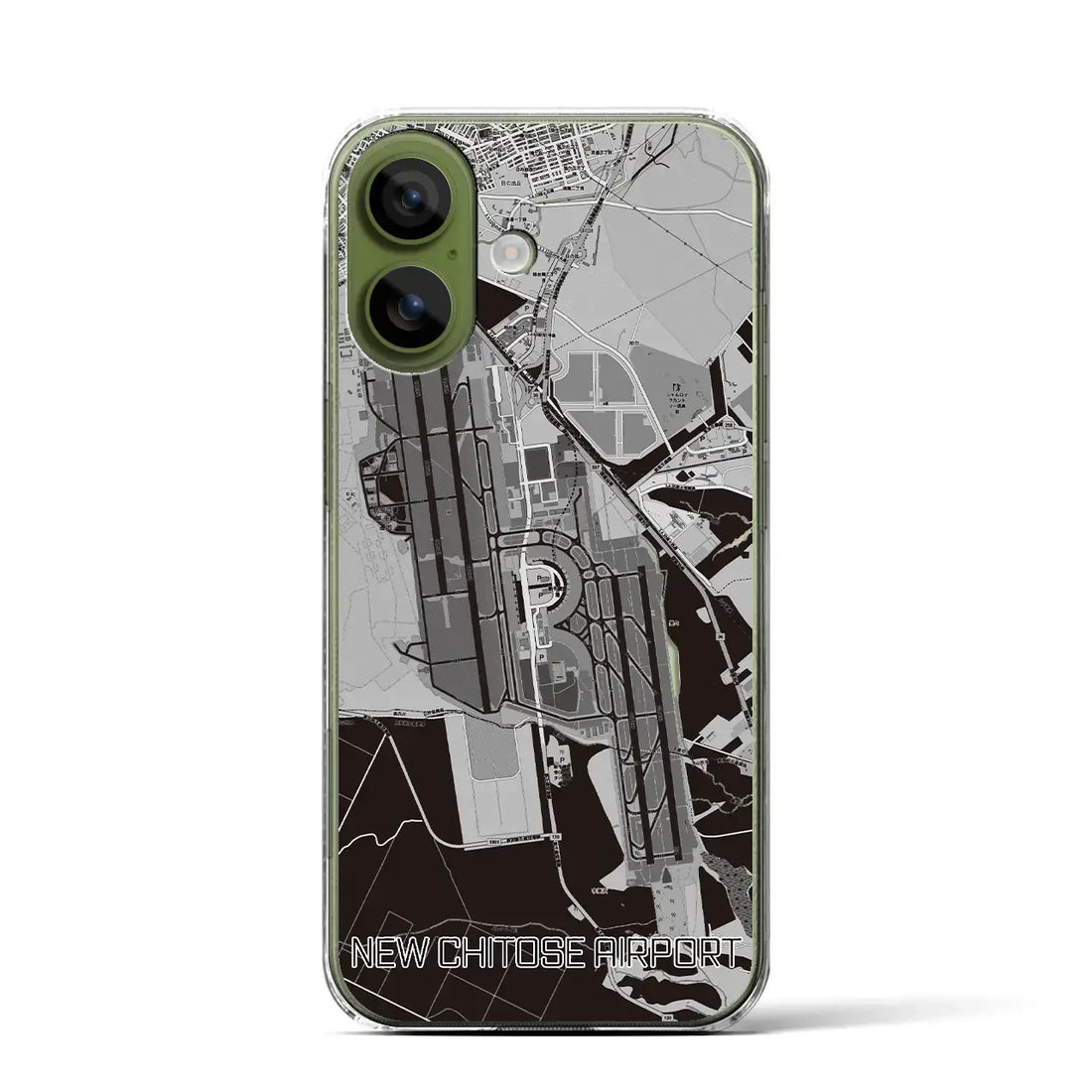 【新千歳空港(北海道)】地図柄iPhoneケース(クリアタイプ)モノトーン・iPhone 17 Pro Max 用