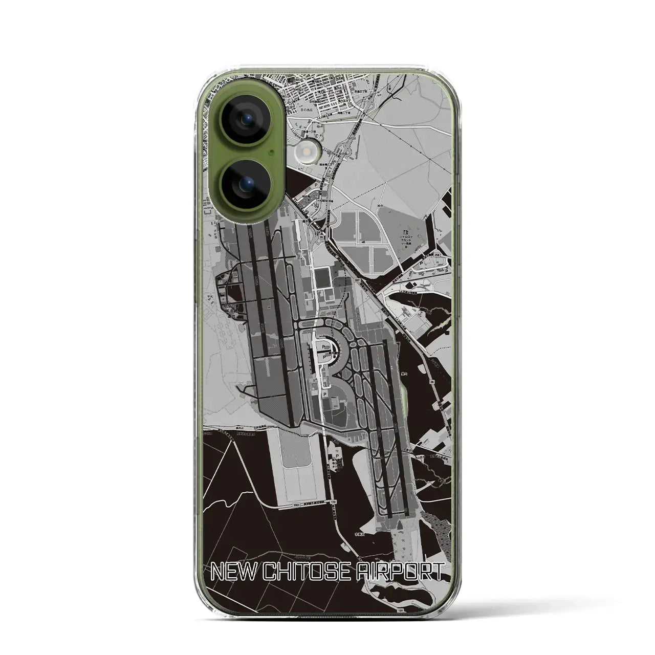 【新千歳空港（北海道）】地図柄iPhoneケース（クリアタイプ）モノトーン・iPhone 17 Pro Max 用