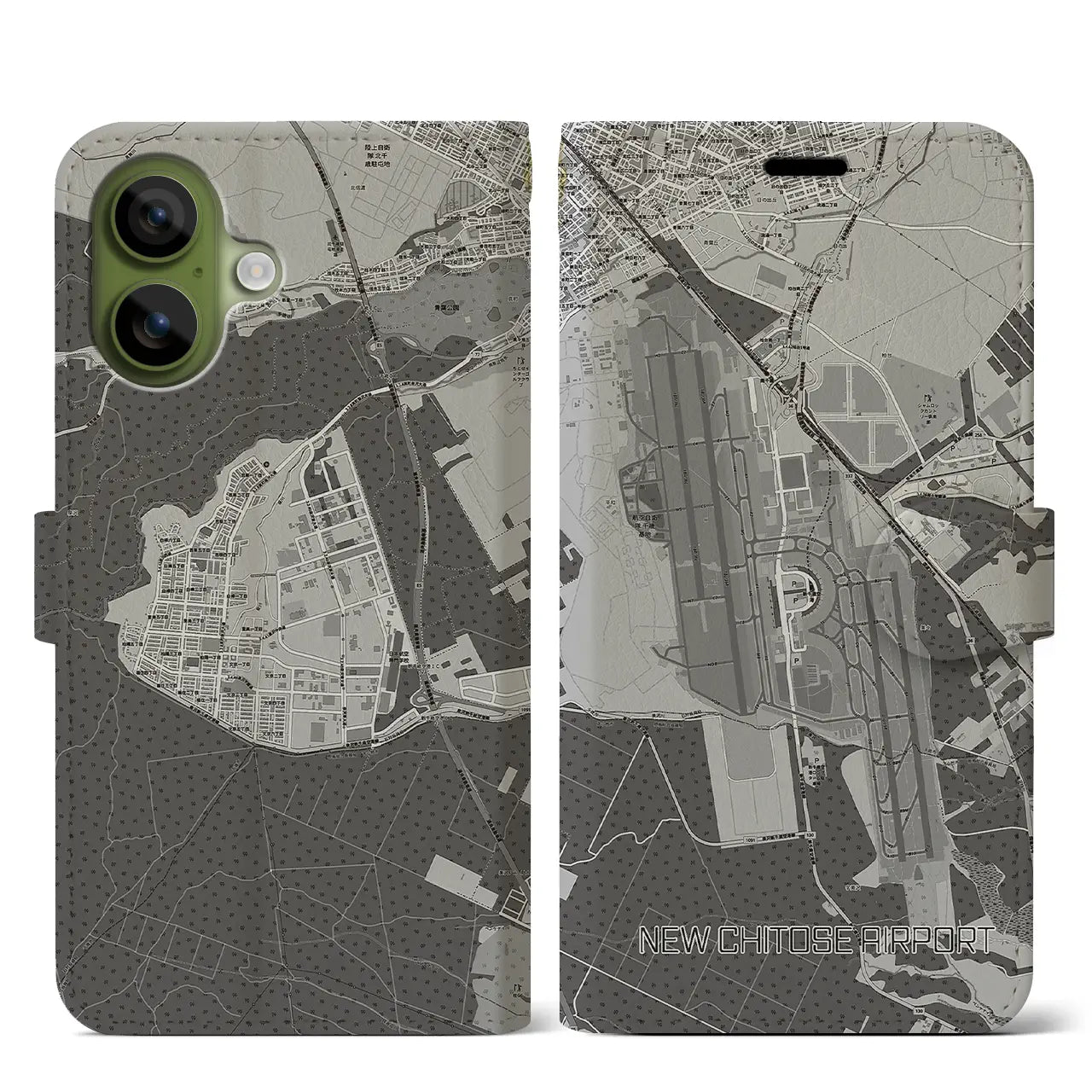 【新千歳空港（北海道）】地図柄iPhoneケース（手帳タイプ）