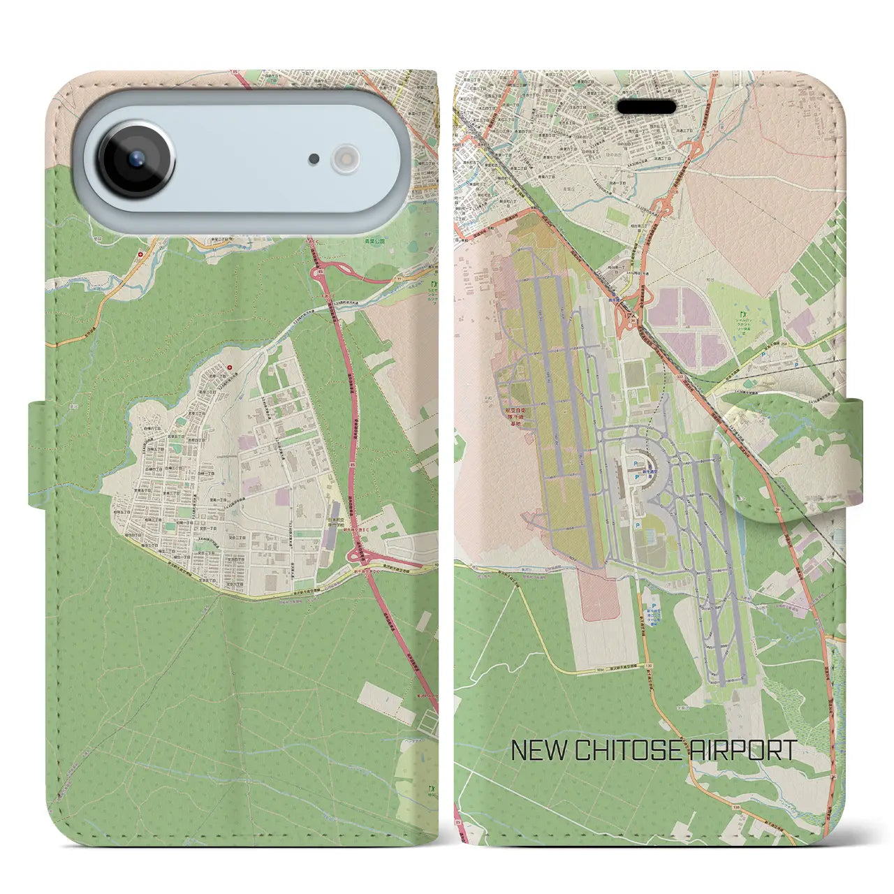 【新千歳空港（北海道）】地図柄iPhoneケース（手帳タイプ）
