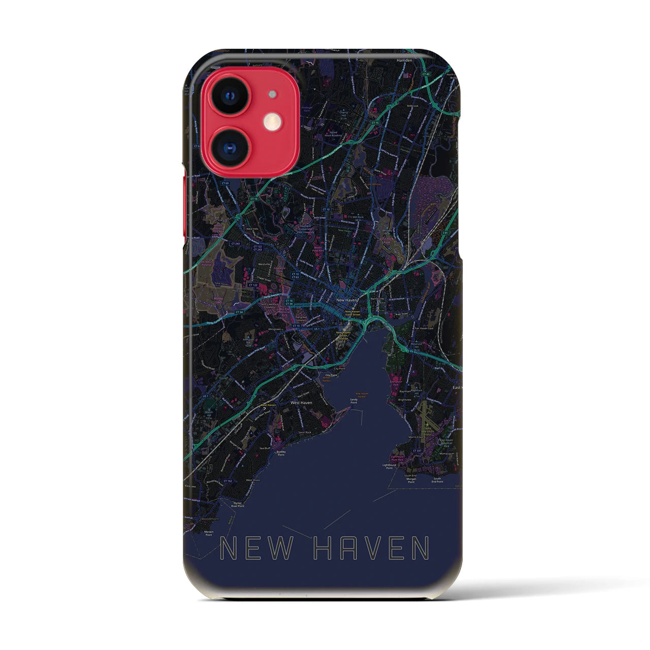 【ニューヘイブン】地図柄iPhoneケース（バックカバータイプ・ブラック）iPhone 11 用