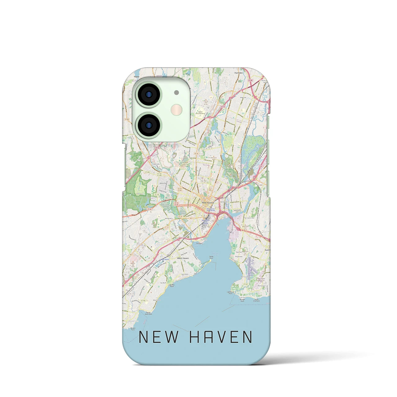 【ニューヘイブン】地図柄iPhoneケース（バックカバータイプ・ナチュラル）iPhone 12 mini 用