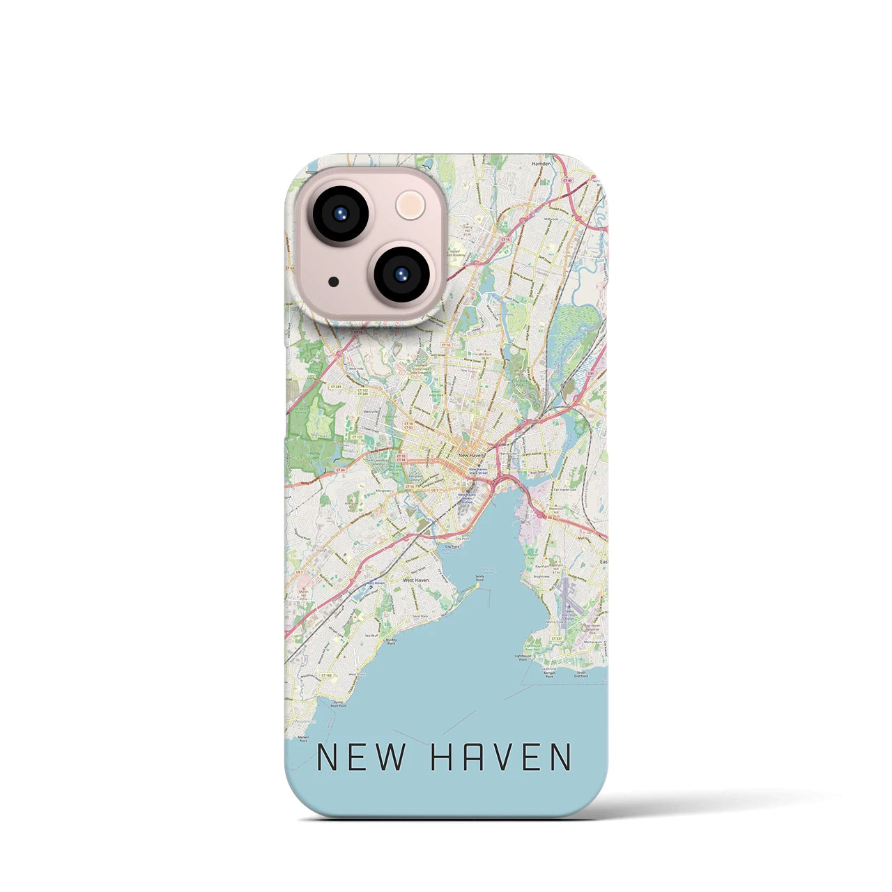 【ニューヘイブン】地図柄iPhoneケース（バックカバータイプ・ナチュラル）iPhone 13 mini 用