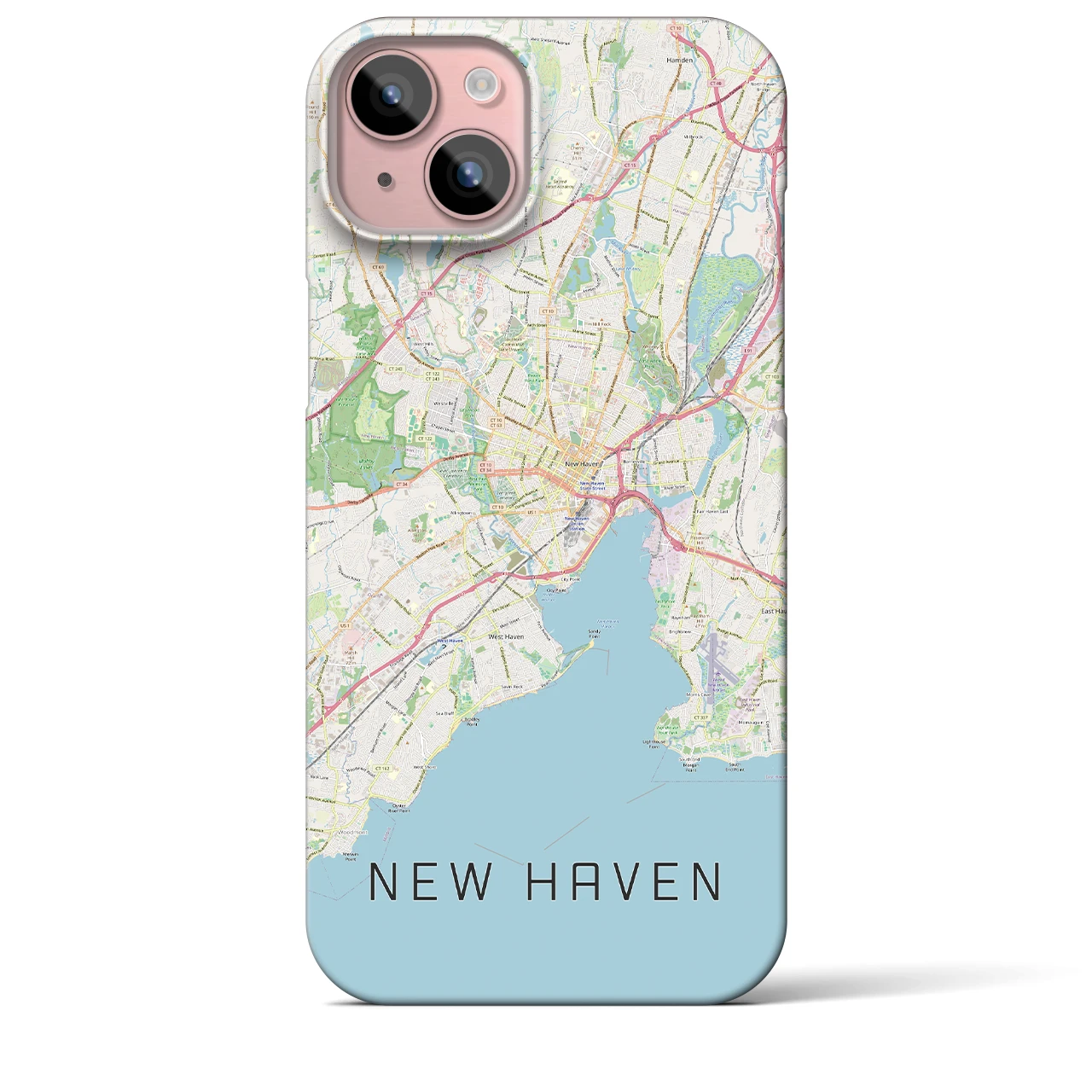 【ニューヘイブン】地図柄iPhoneケース（バックカバータイプ・ナチュラル）iPhone 15 Plus 用
