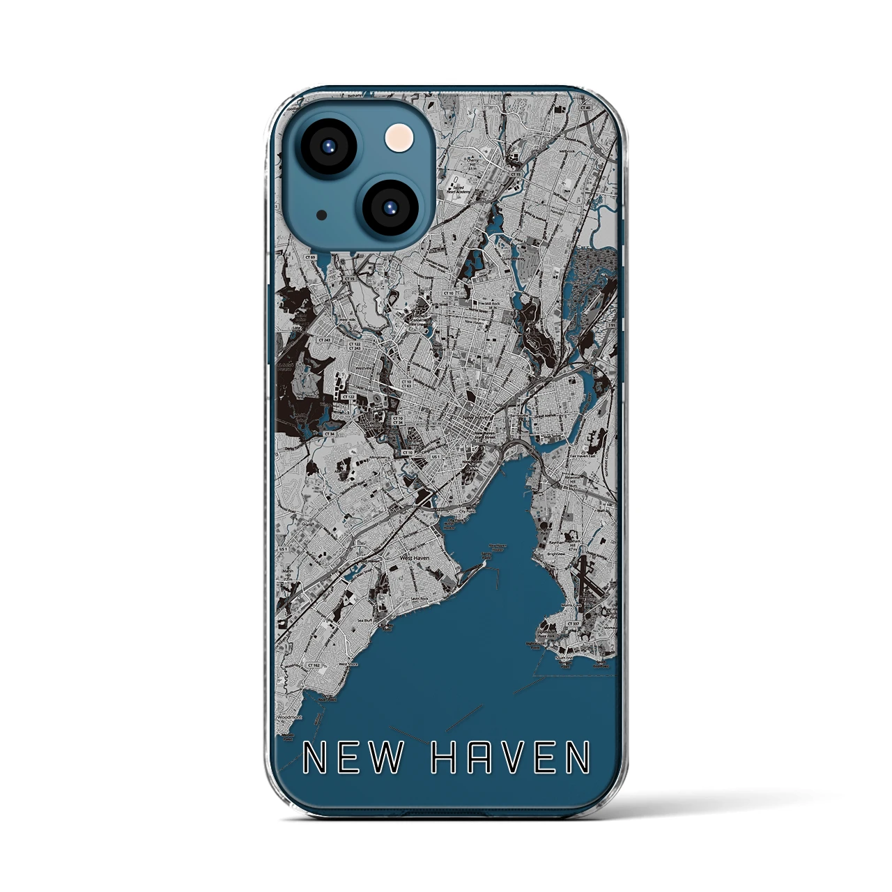 【ニューヘイブン】地図柄iPhoneケース（クリアタイプ・モノトーン）iPhone 13 用