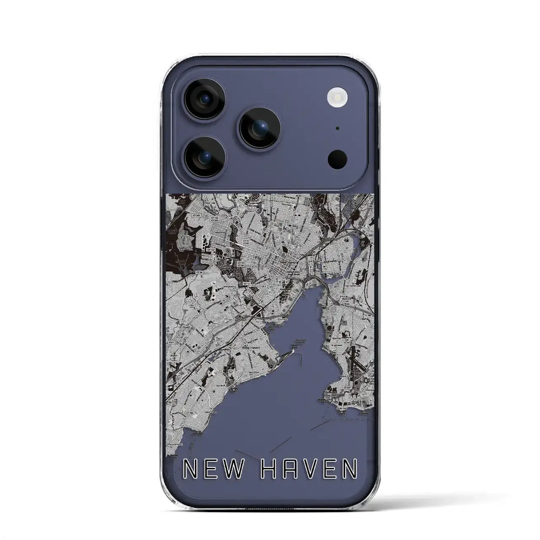 【ニューヘイブン（アメリカ）】地図柄iPhoneケース（クリアタイプ）モノトーン・iPhone 17 Pro Max 用