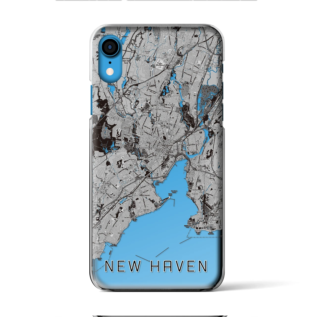 【ニューヘイブン】地図柄iPhoneケース（クリアタイプ・モノトーン）iPhone XR 用