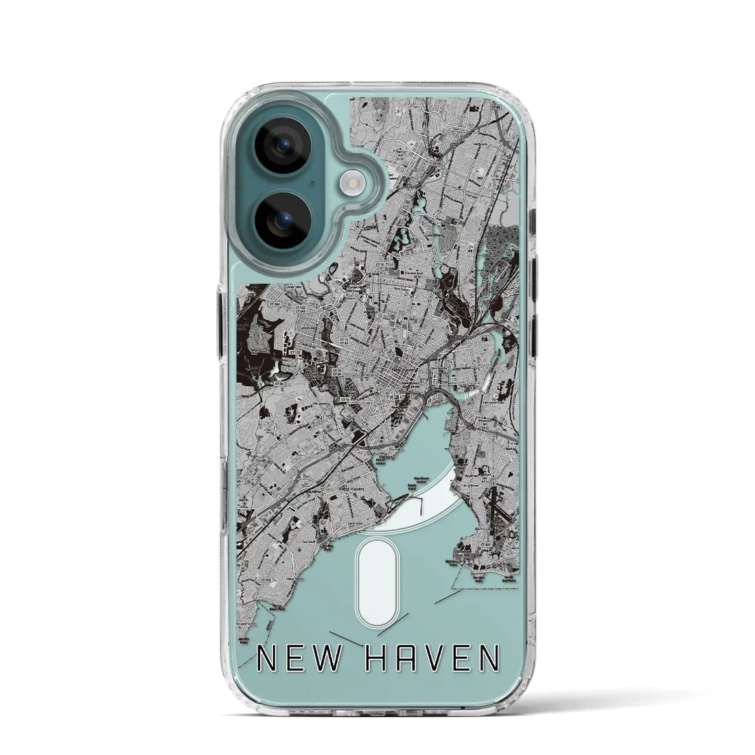 【ニューヘイブン(アメリカ)】地図柄iPhoneケース(MagSafeタイプ)モノトーン・iPhone 16 Pro 用