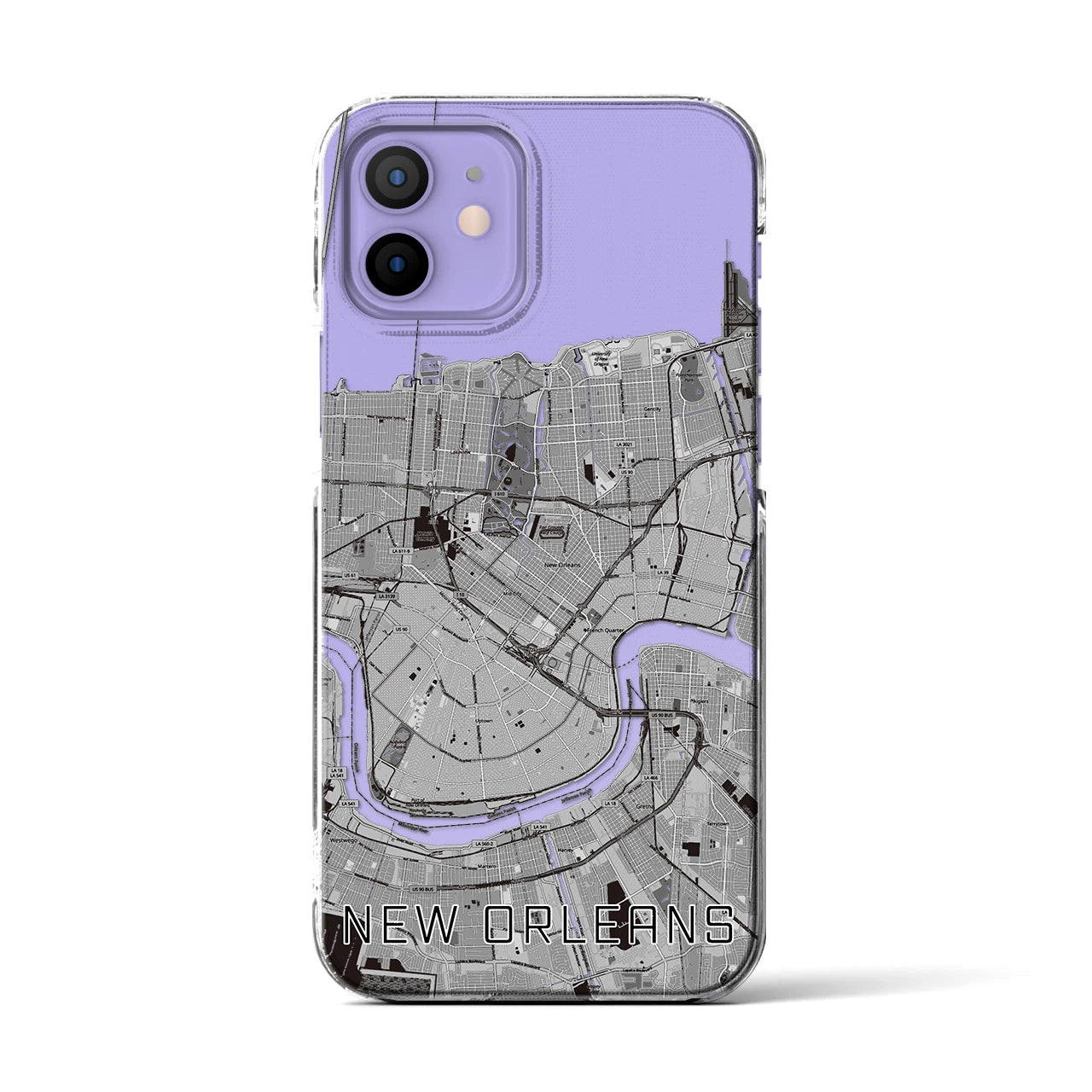 【ニューオーリンズ（アメリカ）】地図柄iPhoneケース（クリアタイプ）
