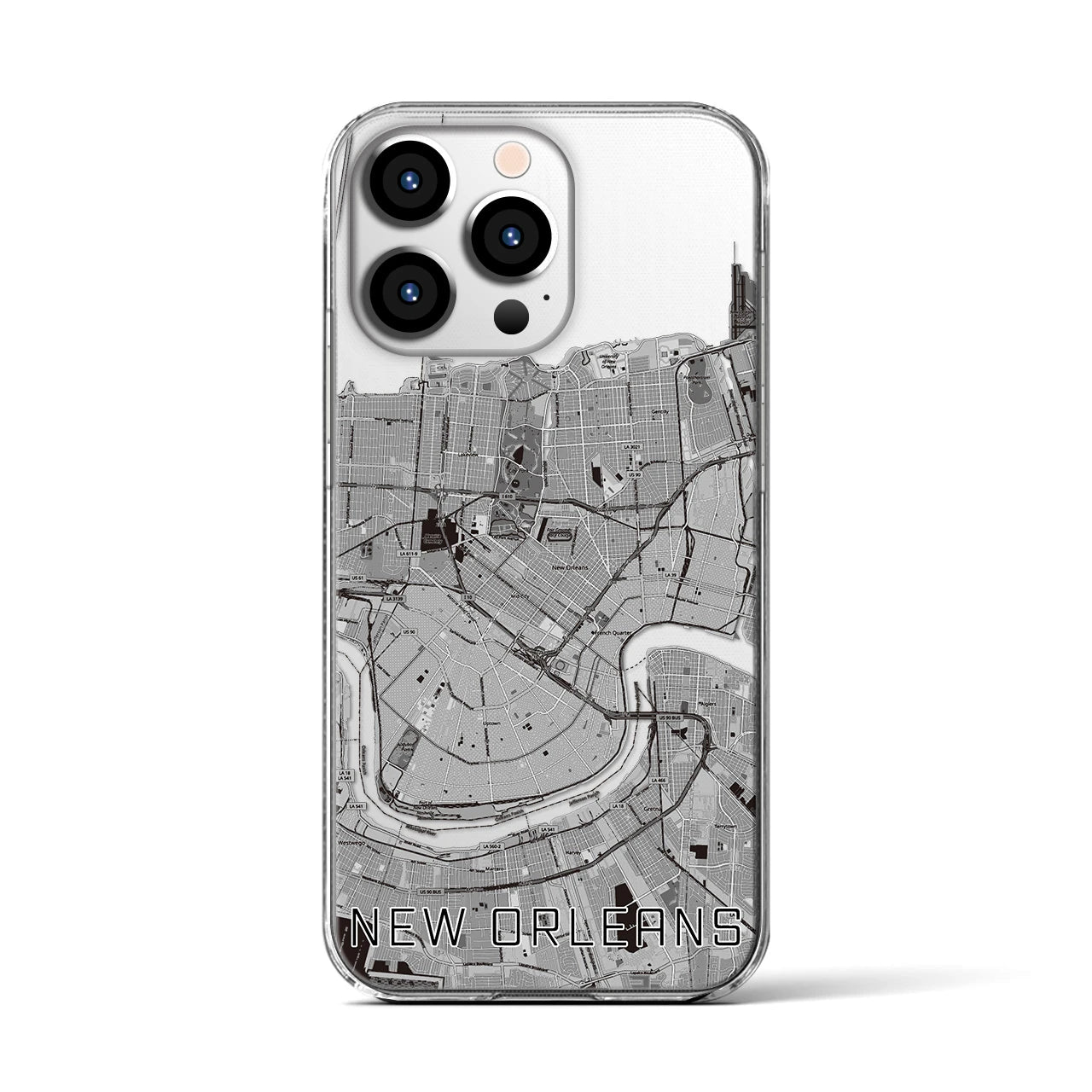 【ニューオーリンズ（アメリカ）】地図柄iPhoneケース（クリアタイプ）