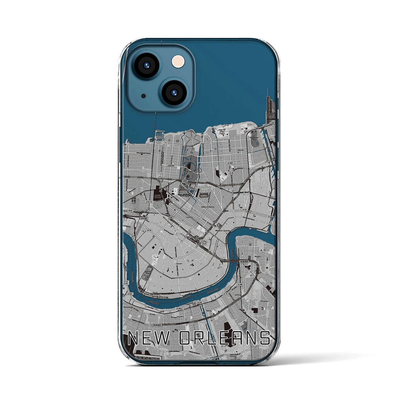 【ニューオーリンズ（アメリカ）】地図柄iPhoneケース（クリアタイプ）