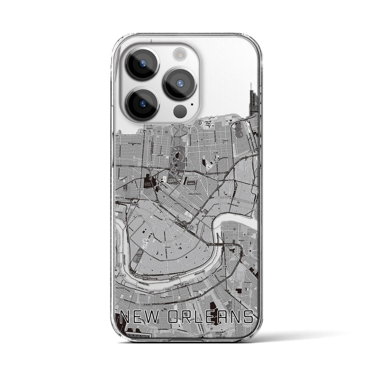 【ニューオーリンズ（アメリカ）】地図柄iPhoneケース（クリアタイプ）