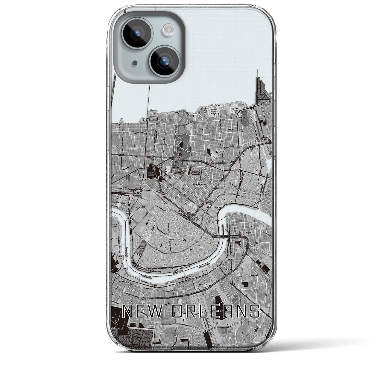 【ニューオーリンズ（アメリカ）】地図柄iPhoneケース（クリアタイプ）