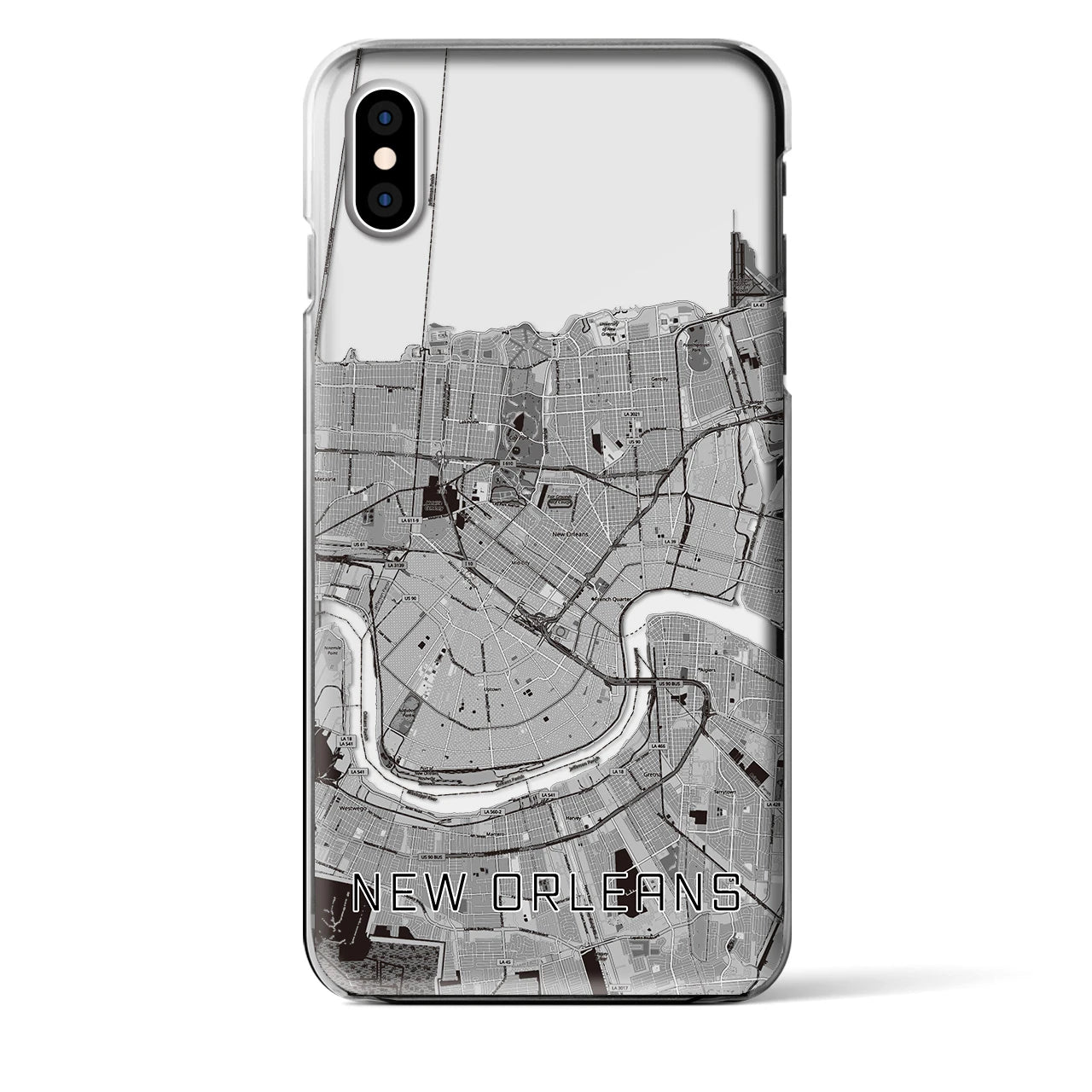 【ニューオーリンズ（アメリカ）】地図柄iPhoneケース（クリアタイプ）