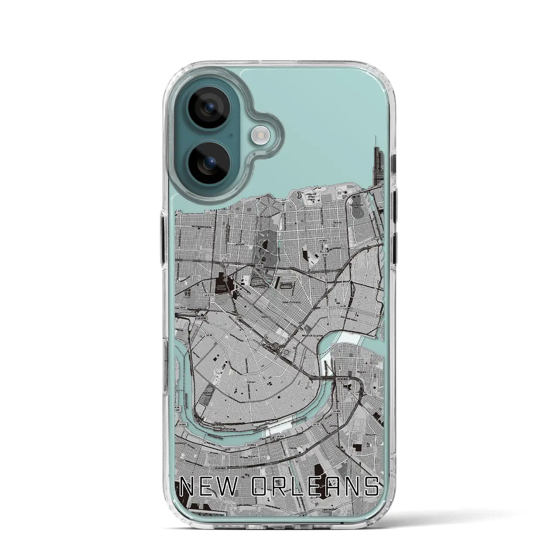 【ニューオーリンズ（アメリカ）】地図柄iPhoneケース（MagSafeタイプ）モノトーン・iPhone 16 Pro 用