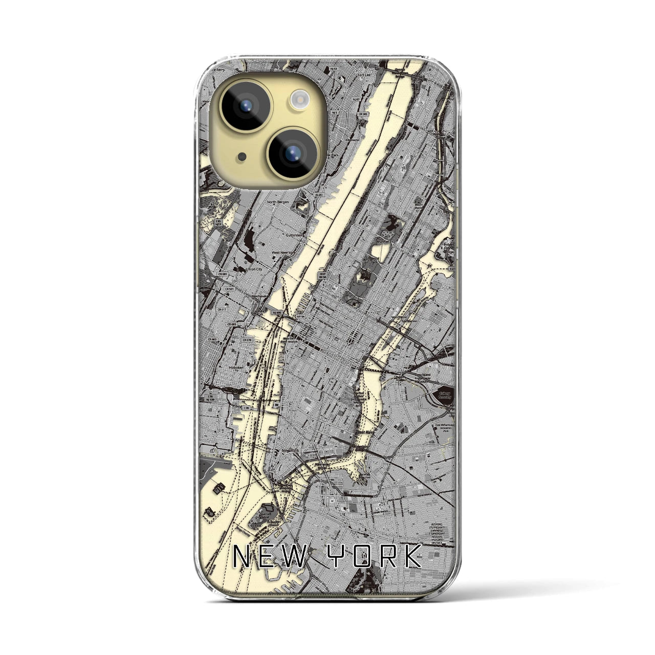 【ニューヨーク（アメリカ）】地図柄iPhoneケース（クリアタイプ）