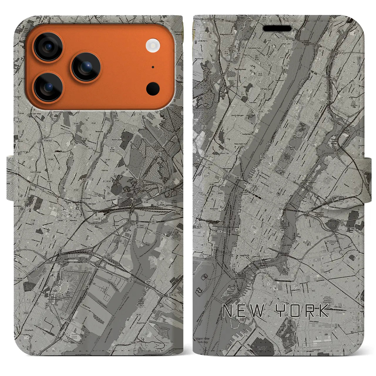 【ニューヨーク（アメリカ）】地図柄iPhoneケース（手帳タイプ）