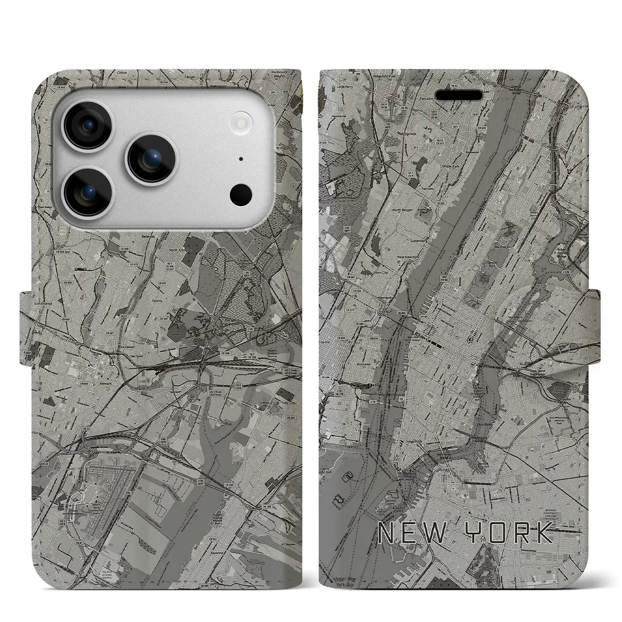 【ニューヨーク（アメリカ）】地図柄iPhoneケース（手帳タイプ）