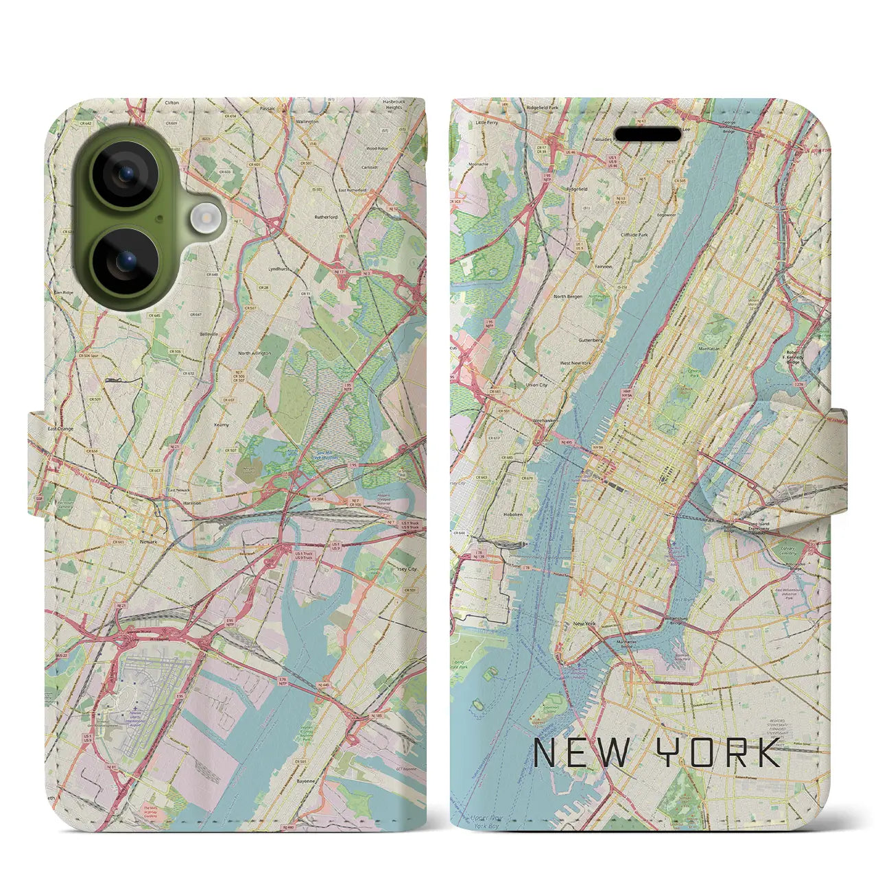 【ニューヨーク（アメリカ）】地図柄iPhoneケース（手帳タイプ）